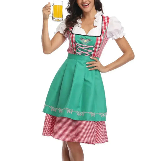 Naisten Oktoberfest Dirndl Mekko - Pehmeä Materiaali - Klassinen Tyyli - Yksityiskohtainen Perinteinen Juhlapuku