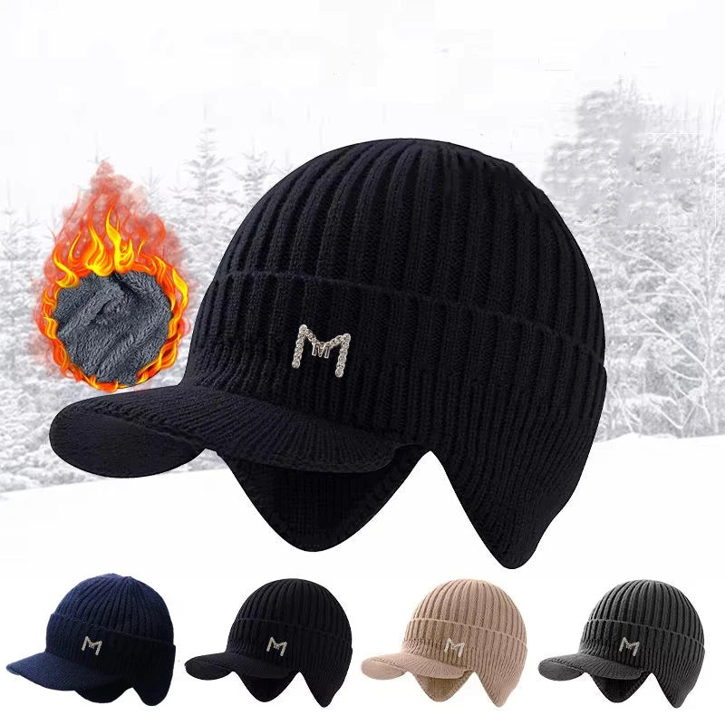 Neulottu lippalakkipipo talvi, fleecevuorattu unisex malli