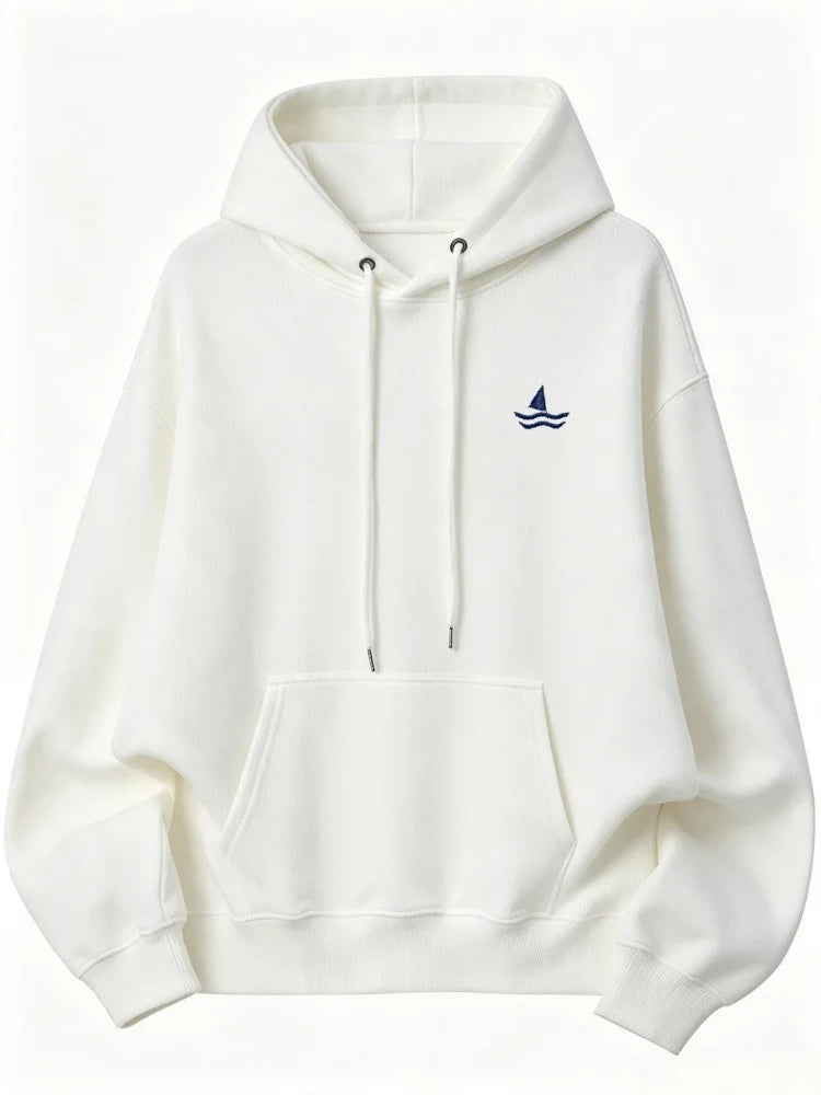 Unisex oversized huppari brodeerattu eläinkuvio löysä leikkaus hupulla