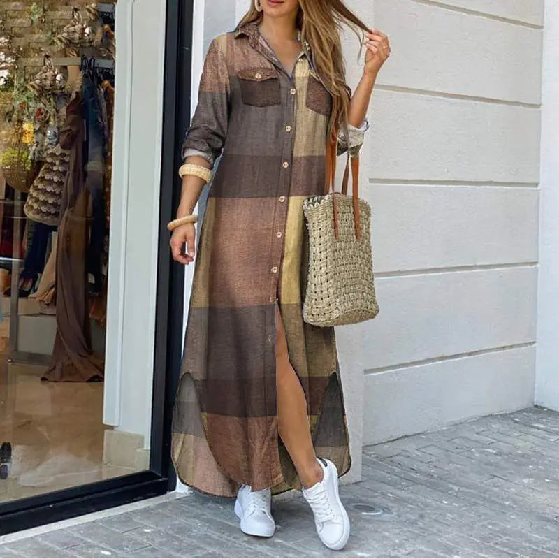 Mekko Denim Maxi - Rentoa Istuvuutta - Paidankaulus-Mekot-EmiyoSuomi