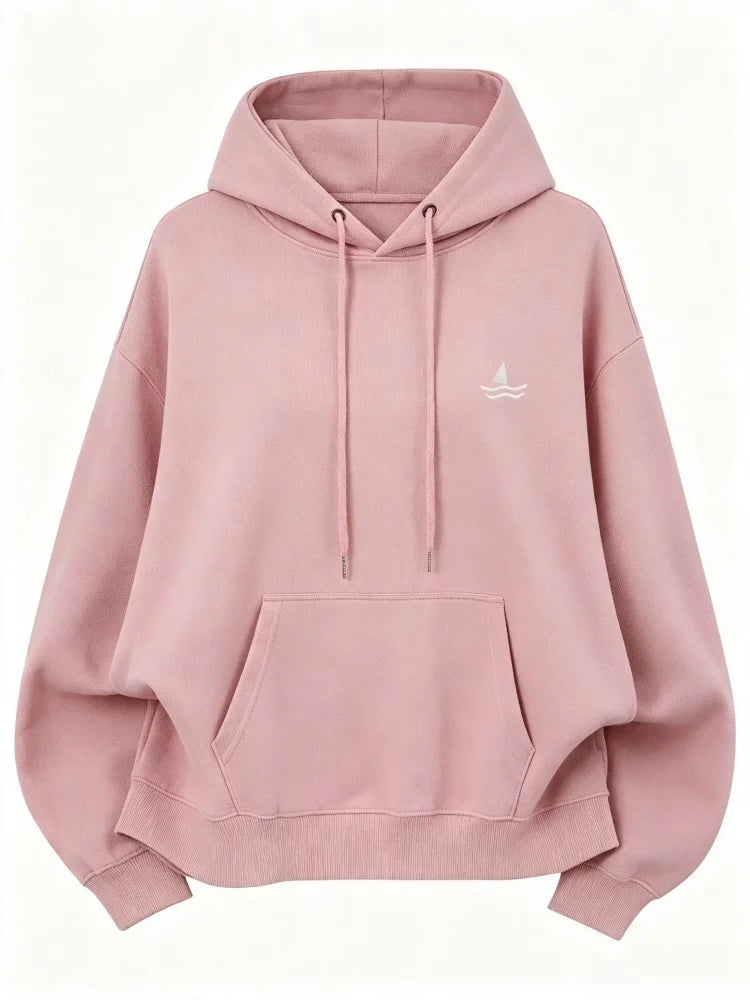 Unisex oversized huppari brodeerattu eläinkuvio löysä leikkaus hupulla