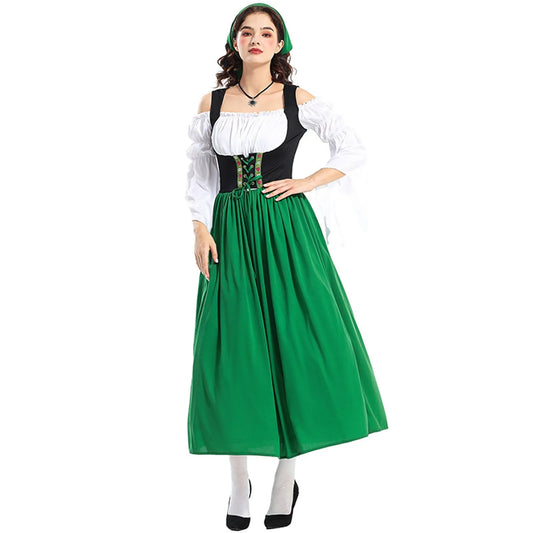 Damen Lang Oktoberfest Dirndl Kleid - Leichtes Material - Traditionelles Design