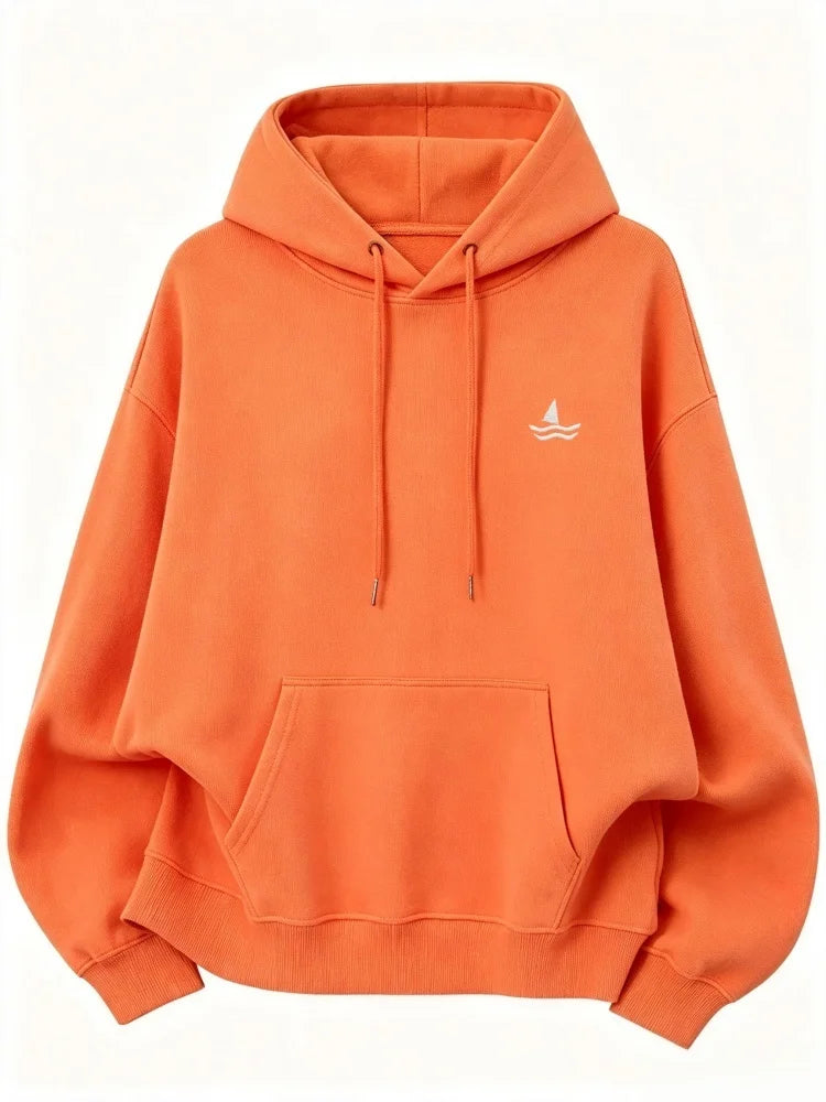 Unisex oversized huppari brodeerattu eläinkuvio löysä leikkaus hupulla