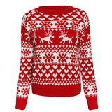 Naisten jouluneule lumihiutale jacquard pullover pitkähihainen