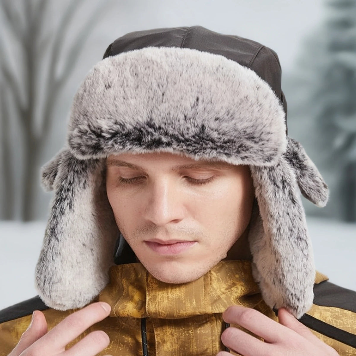 Trapper pipo tekoturkis korvaläpillä ja säädettävällä soljella