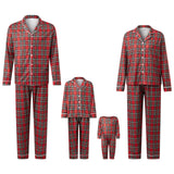 Perheen yhteensopiva joulupyjama ruutuinen punainen setti aikuisille lapsille ja vauvalle