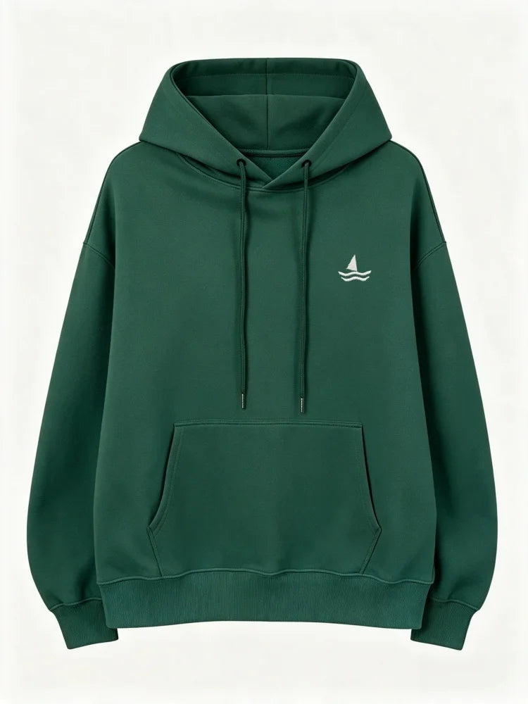 Unisex oversized huppari brodeerattu eläinkuvio löysä leikkaus hupulla