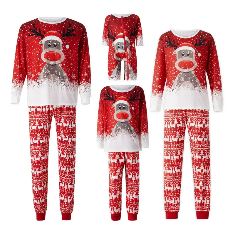 Naisten joulupyjama Rudolf-kuviolla löysä kroji talvi