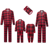 Perheen yhteensopiva joulupyjama ruutuinen punainen setti aikuisille lapsille ja vauvalle