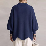 Naisten neulecardigan oversized kullanvärisillä napeilla ja ballonhihalla