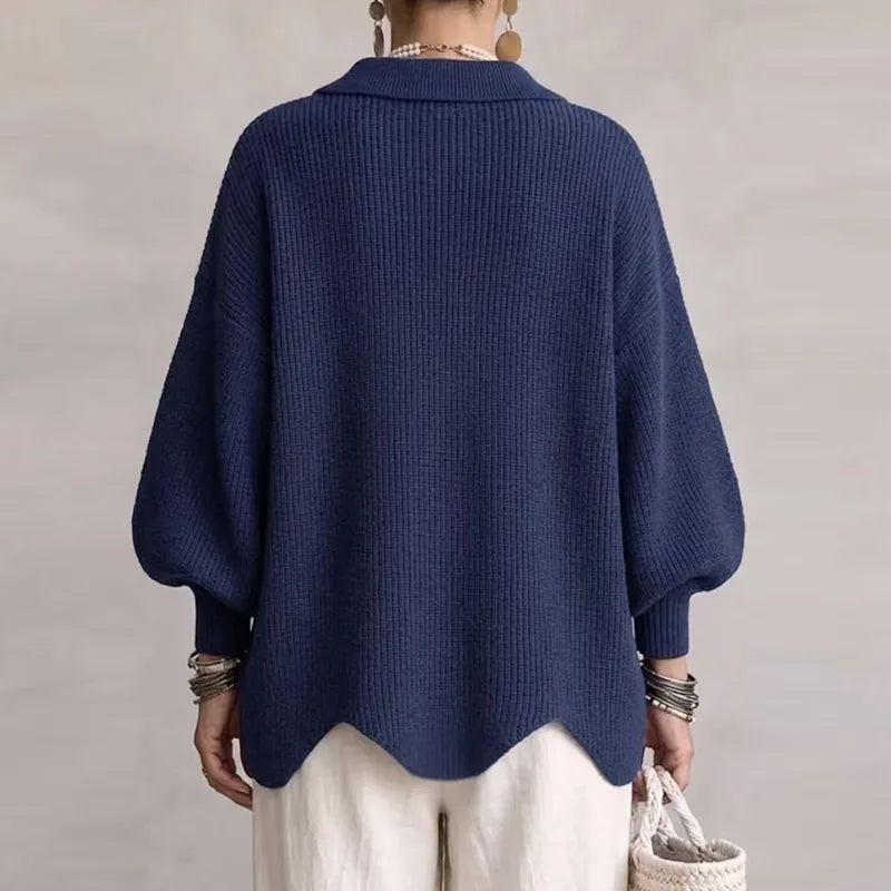 Naisten neulecardigan oversized kullanvärisillä napeilla ja ballonhihalla