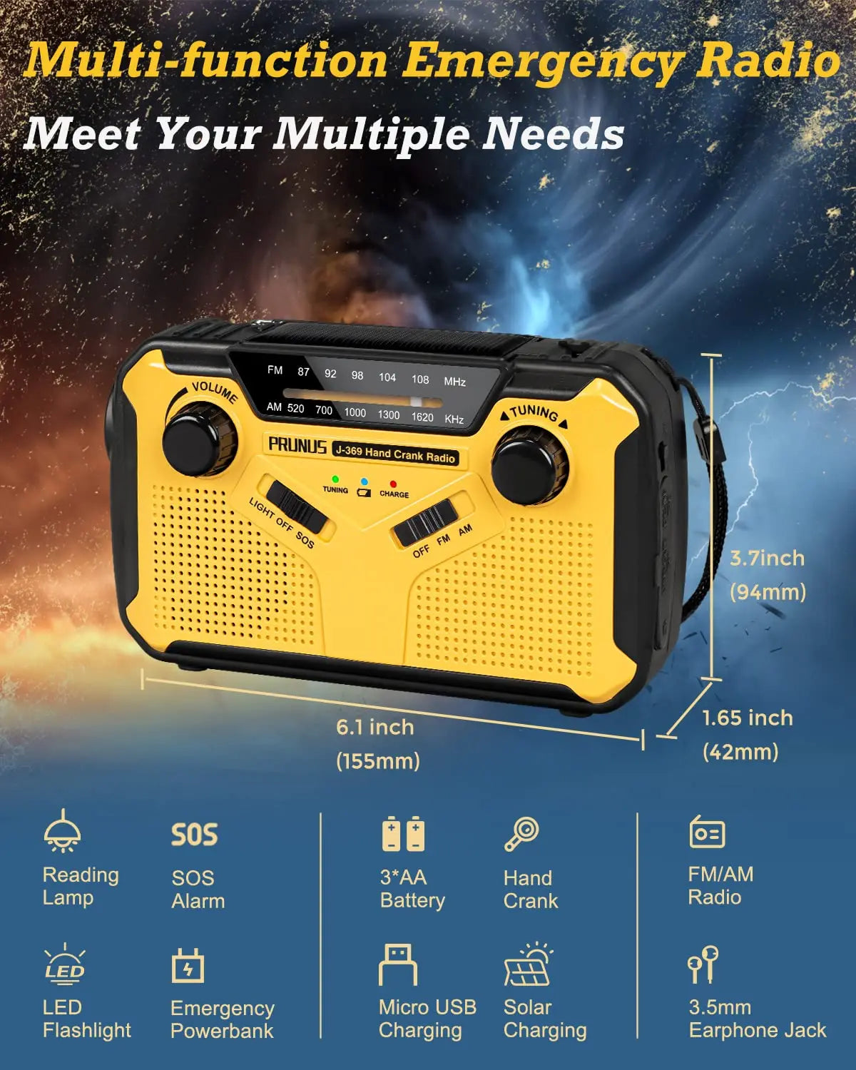 Monitoiminen hätäradio latausvaihtoehdoilla - SafeSignal-***Multifunctional Emergency Radio with Charging Options - SafeSignal-EmiyoSuomi