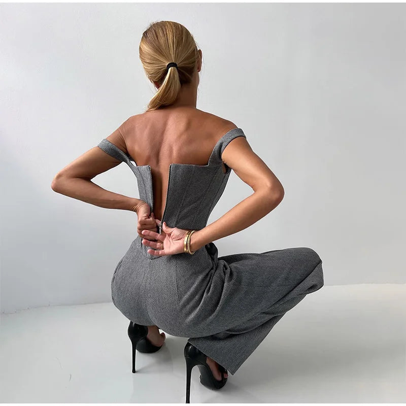 Wenna | Naisten Corset Top -setti | Blazer, housut ja toppi