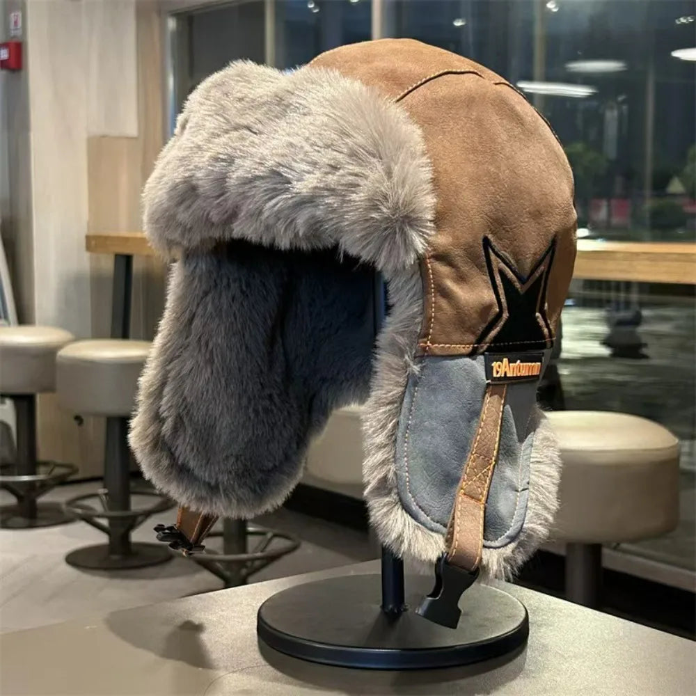 Talvipipo fleecevuori korvaläpät unisex lentäjätyyli tuulensuoja