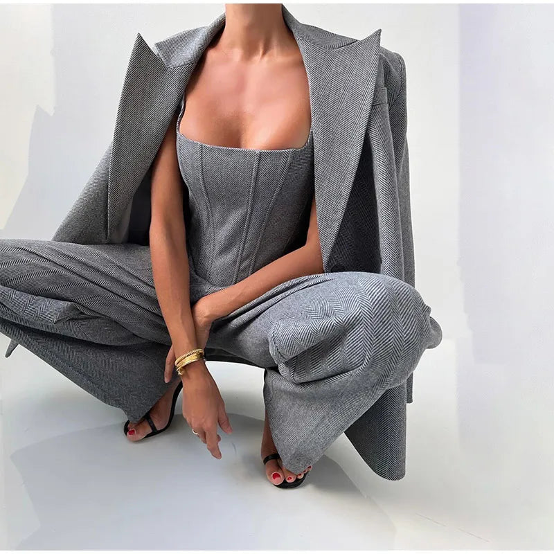 Wenna | Naisten Corset Top -setti | Blazer, housut ja toppi
