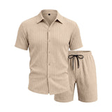 Miesten lyhythihainen paita ja shortsit | Jacquard casual kotiasut