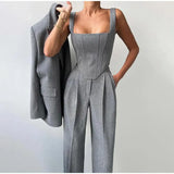 Wenna | Naisten Corset Top -setti | Blazer, housut ja toppi