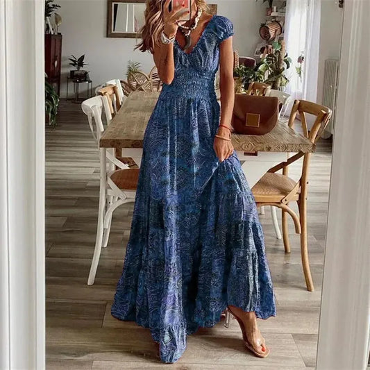 Maxi Mekko Boheemi-tyyli - Säädettävä Vyötärö-Mekot-EmiyoSuomi