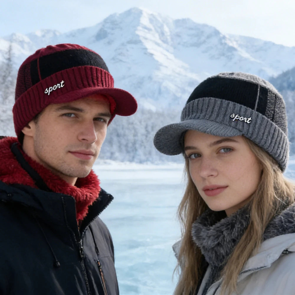Neulottu lippalakkipipo talvi pehmovuorauksella, unisex malli