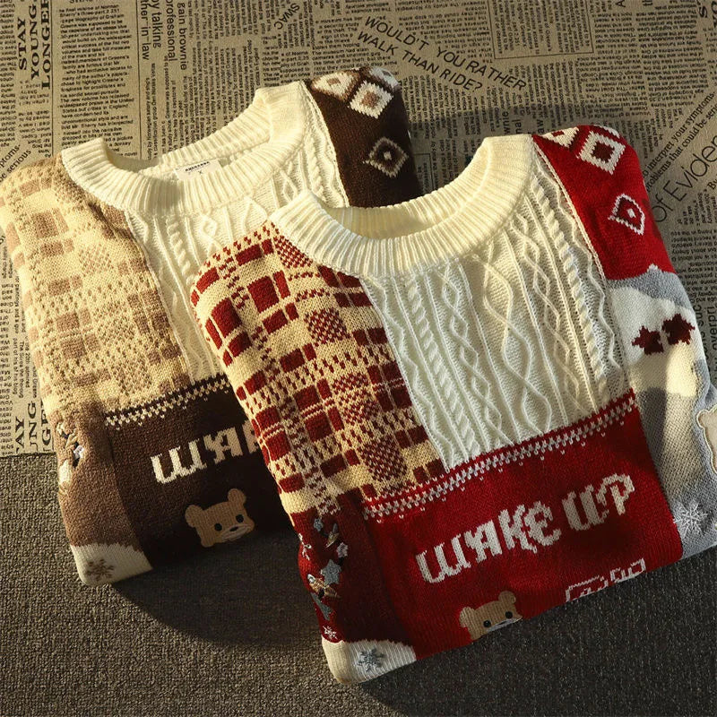 Jouluneule unisex löysä pullover joulukuvioinen pitkähihainen