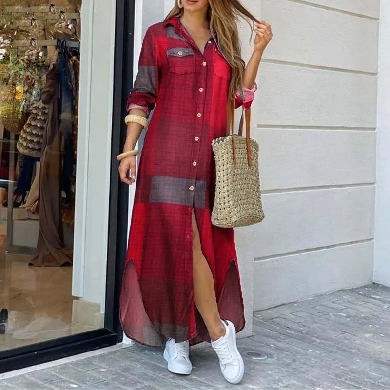Mekko Denim Maxi - Rentoa Istuvuutta - Paidankaulus-Mekot-EmiyoSuomi