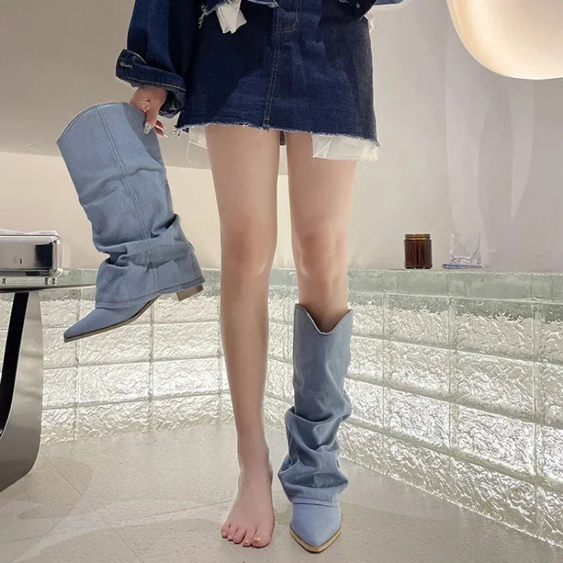 Nilkkurit naisille | Sininen denim, Chelsea-tyyli | Kevät 2025