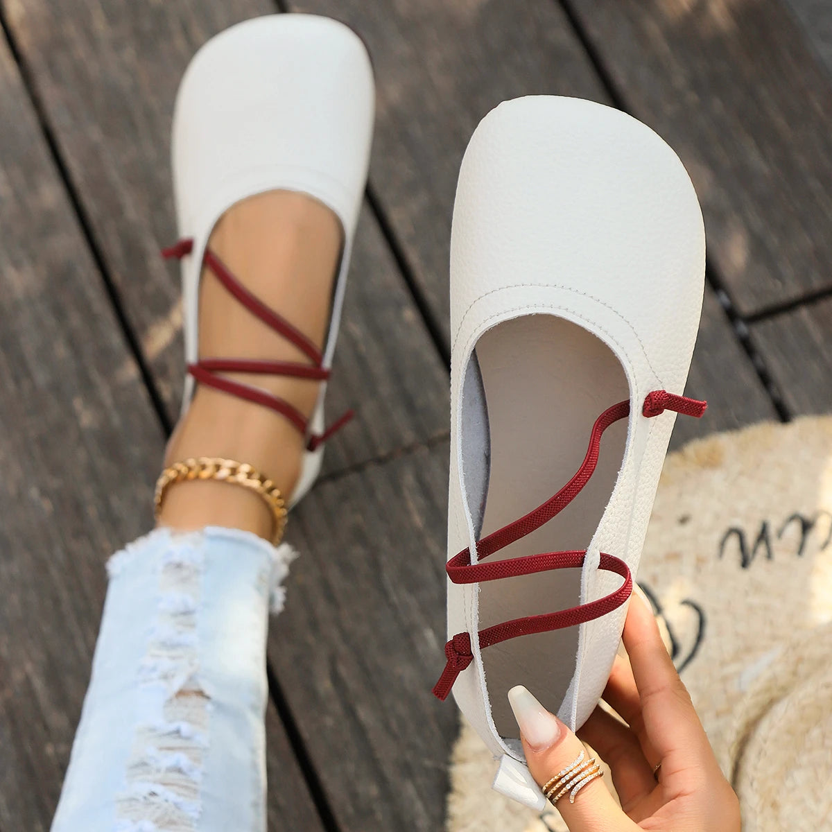 Rento nahkaflatit - neliskulmainen kärki - vintage loafers-Sandaalit-EmiyoSuomi