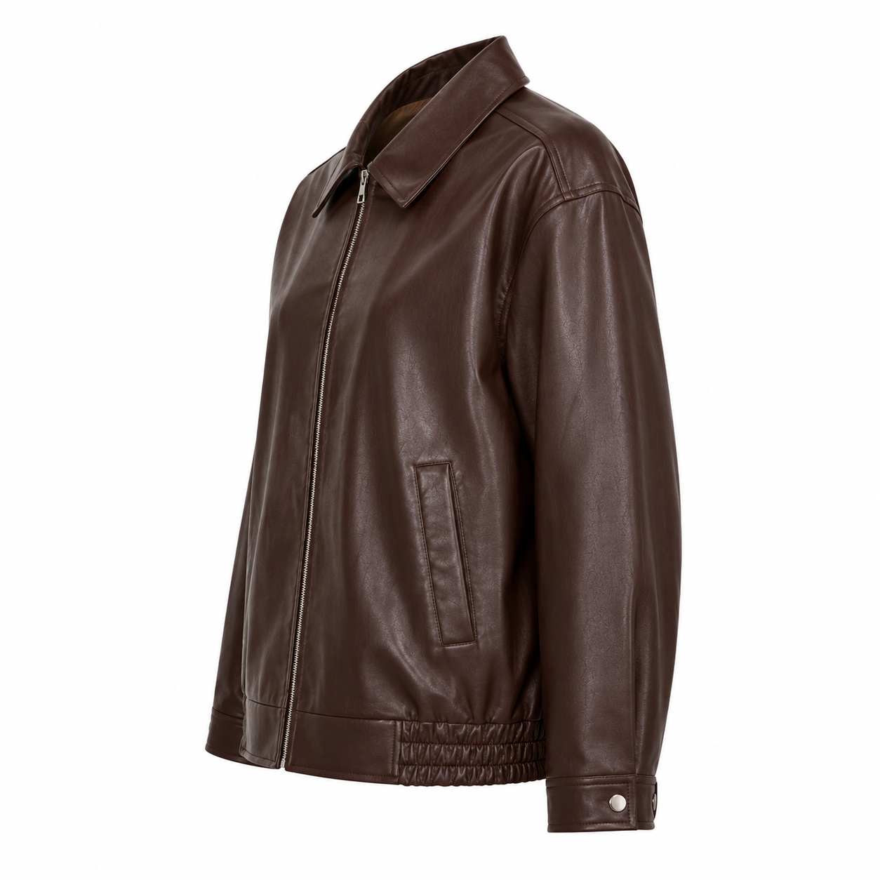 Dames Leren Jas – Oversized Model – Heuplengte – Ritssluiting