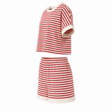Gestreepte dameset | T-shirt, short | 2-delig