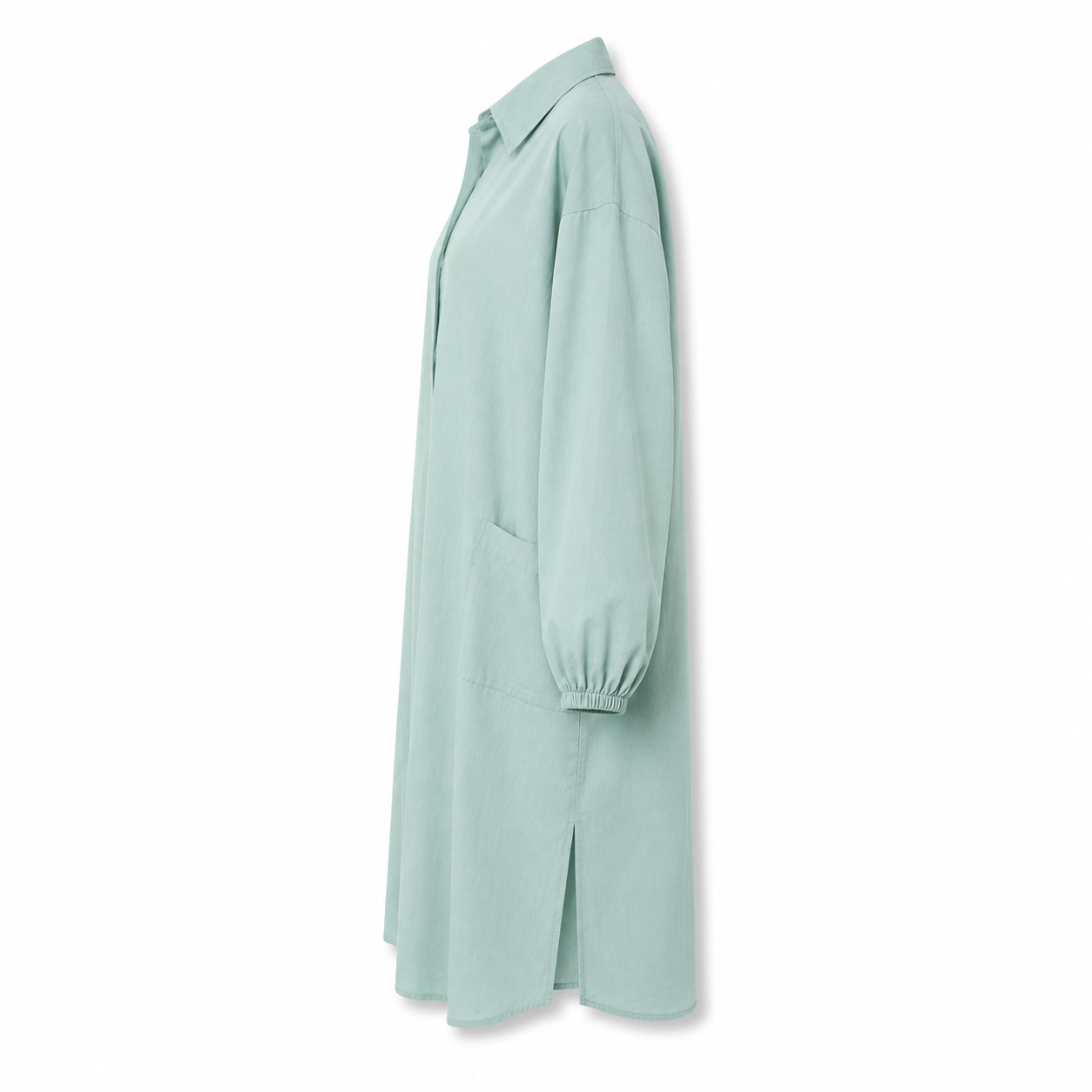 Damen Hemdblusenkleid - Baumwolle Leinen - Lange Ärmel
