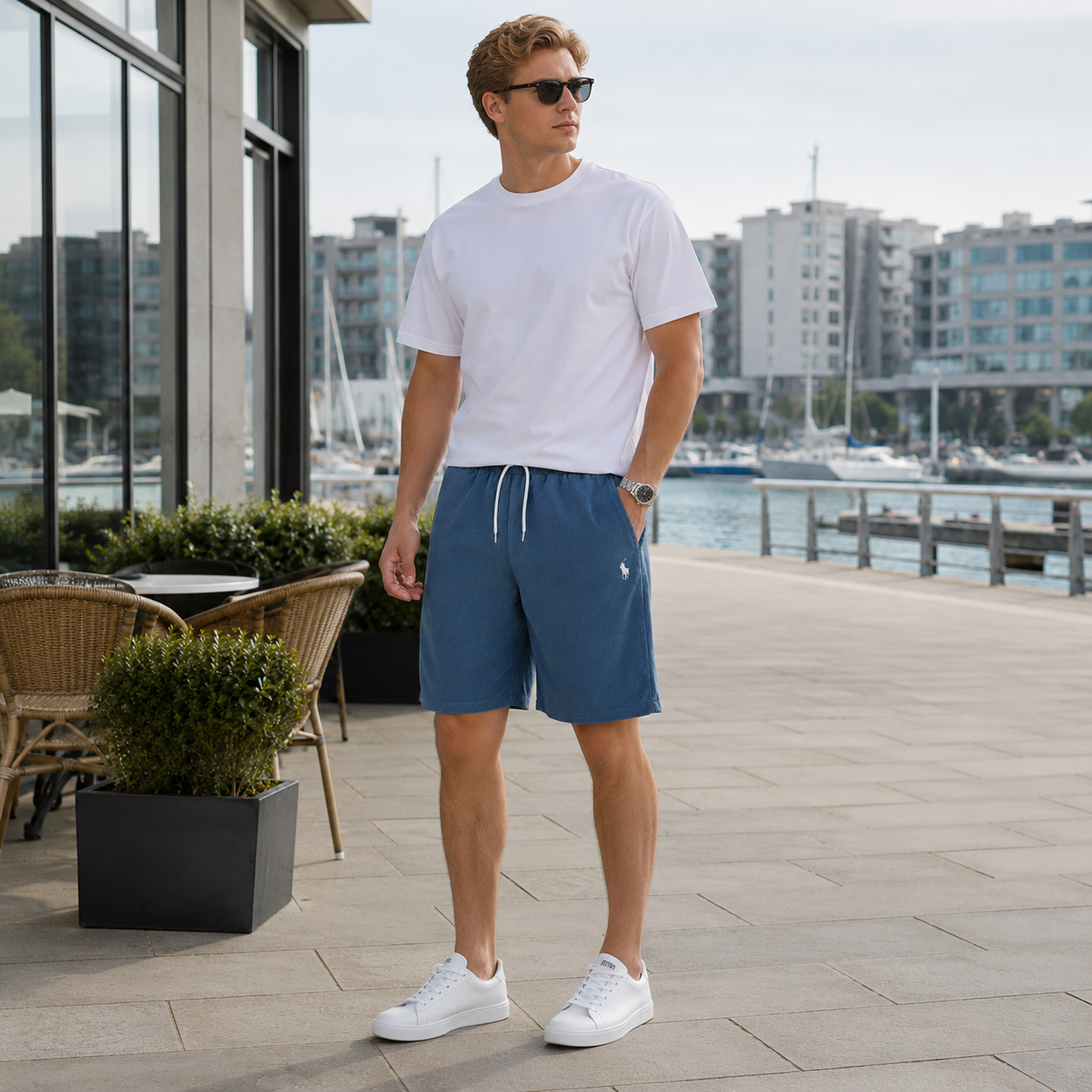 Men's casual shorts | Elastic drawstring waist | Relaxed fit