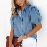 FREJA - Denim-paita - Klassinen mukavuus-Kesäasut-EmiyoSuomi