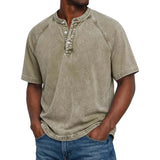 Miesten Henley-paita | Raglan-hihat Vintage | Nappikaulus