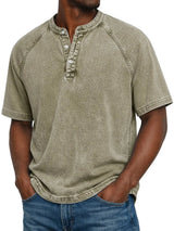 Miesten Henley-paita | Raglan-hihat Vintage | Nappikaulus