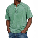 Miesten Henley-paita | Raglan-hihat Vintage | Nappikaulus