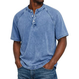 Miesten Henley-paita | Raglan-hihat Vintage | Nappikaulus