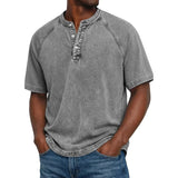 Miesten Henley-paita | Raglan-hihat Vintage | Nappikaulus