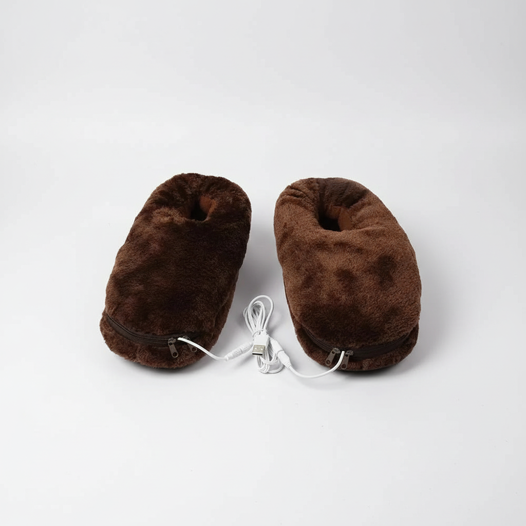 USB-lämmitettävät tohvelit pehmeällä plyysiverhoilulla, unisex talvisisätossut
