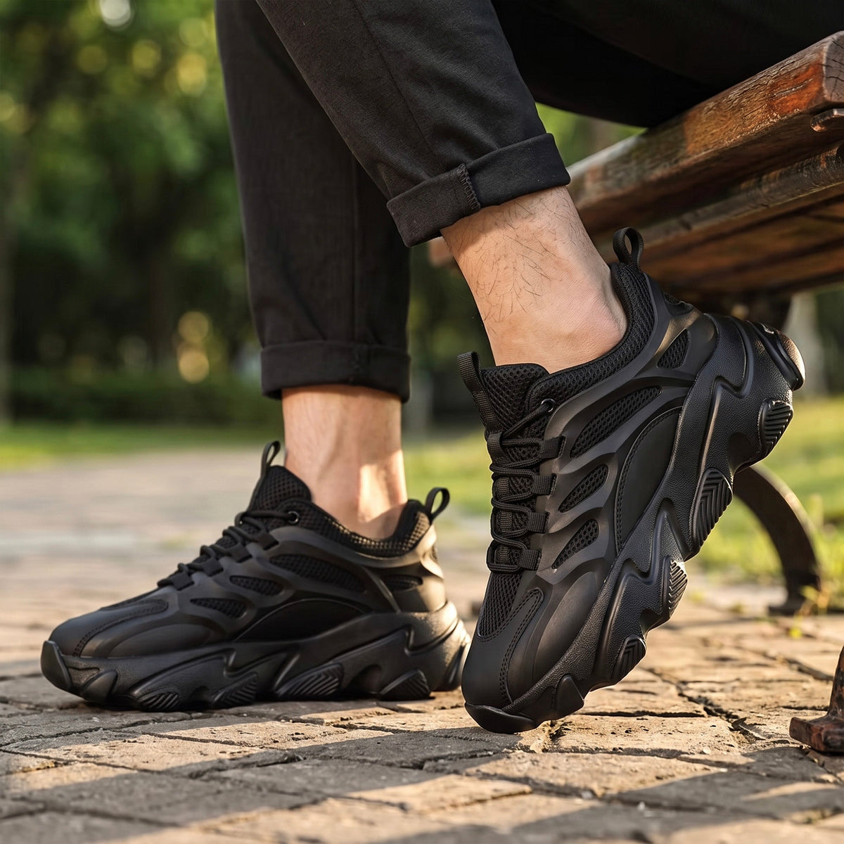 Unisex casual sneakers kevyet ja hengittävät mustat tennarit arkikäyttöön