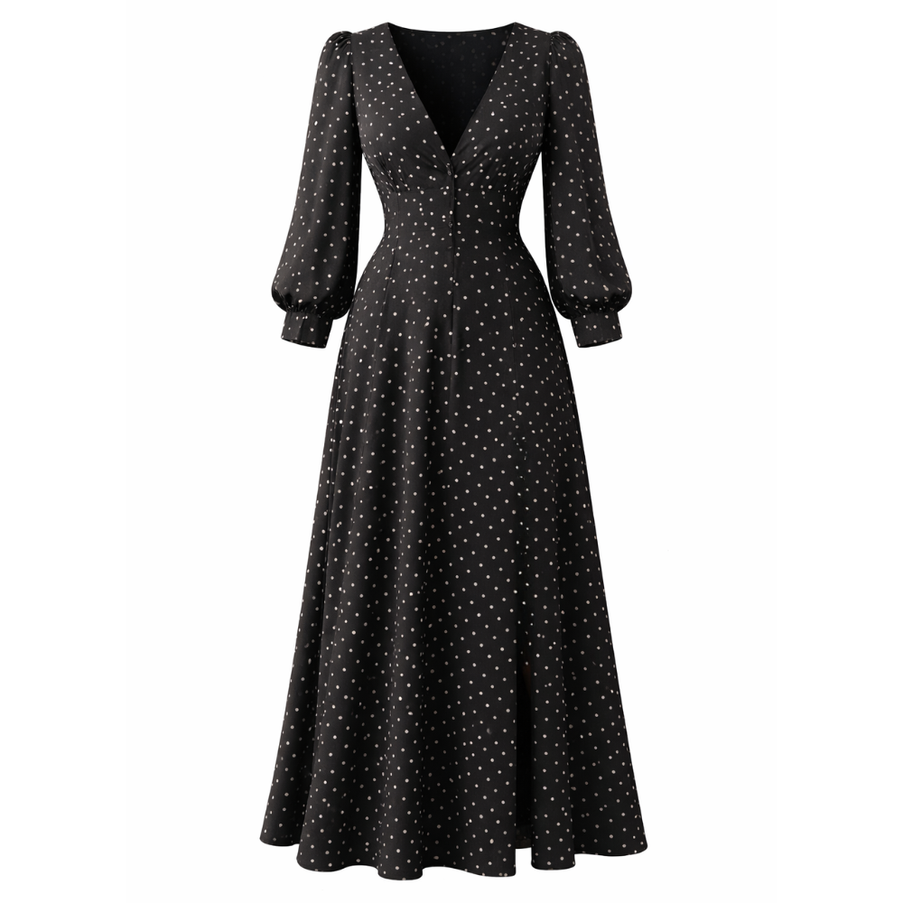 Polka Dot Dress | Naisten Elegantti, Klassinen Tyyli | Virtaava Istuvuus
