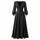 Polka Dot Dress | Naisten Elegantti, Klassinen Tyyli | Virtaava Istuvuus