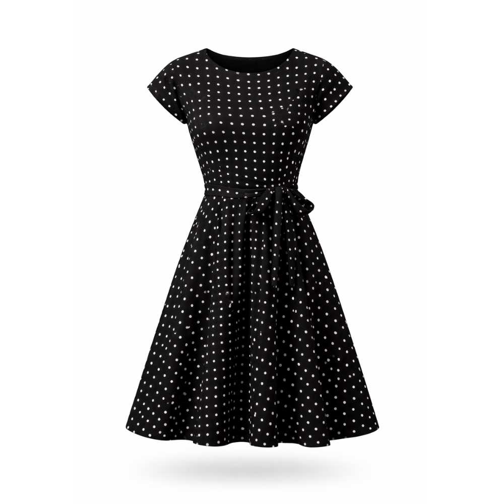 Polka Dot Mekko | Kaunis Solmittu Vyötärö | Naisten Mekko