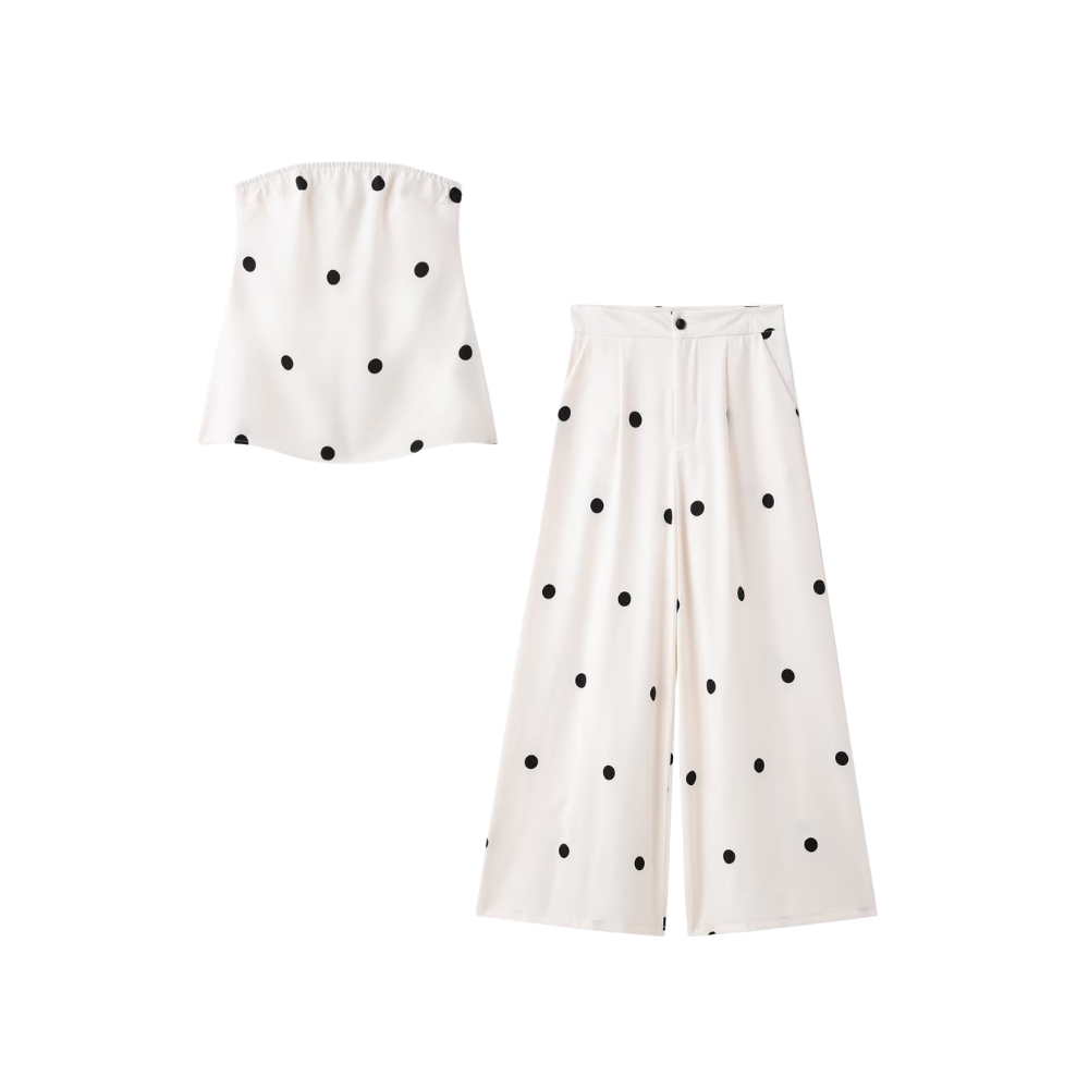 Kaksiosaiset asut | Naisten Polka Dot -asusetti | Tyylikkäät sopivat asut
