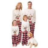 Joulupyjama perhe matching setti jouluisella kuviolla pitkähihaiset topit ja housut