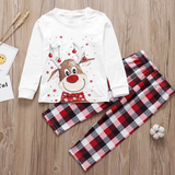 Joulupyjama perhe matching setti jouluisella kuviolla pitkähihaiset topit ja housut