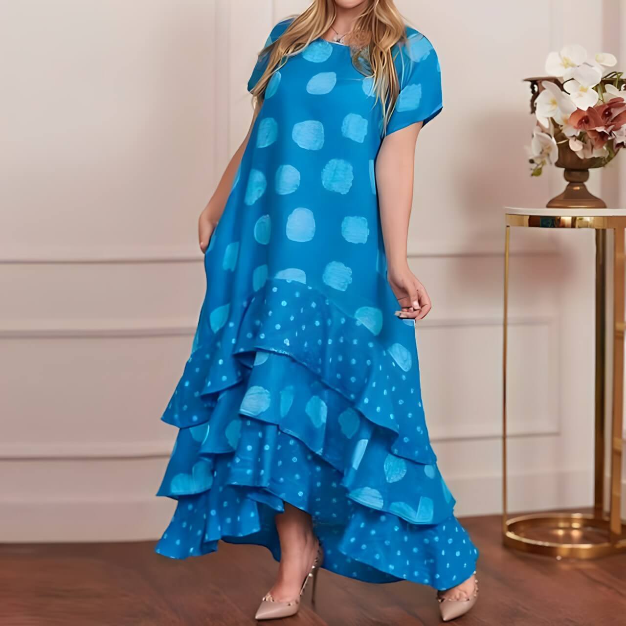 Longue Robe à Volants et Ruchés - Élégance Chic-Mekot-EmiyoSuomi