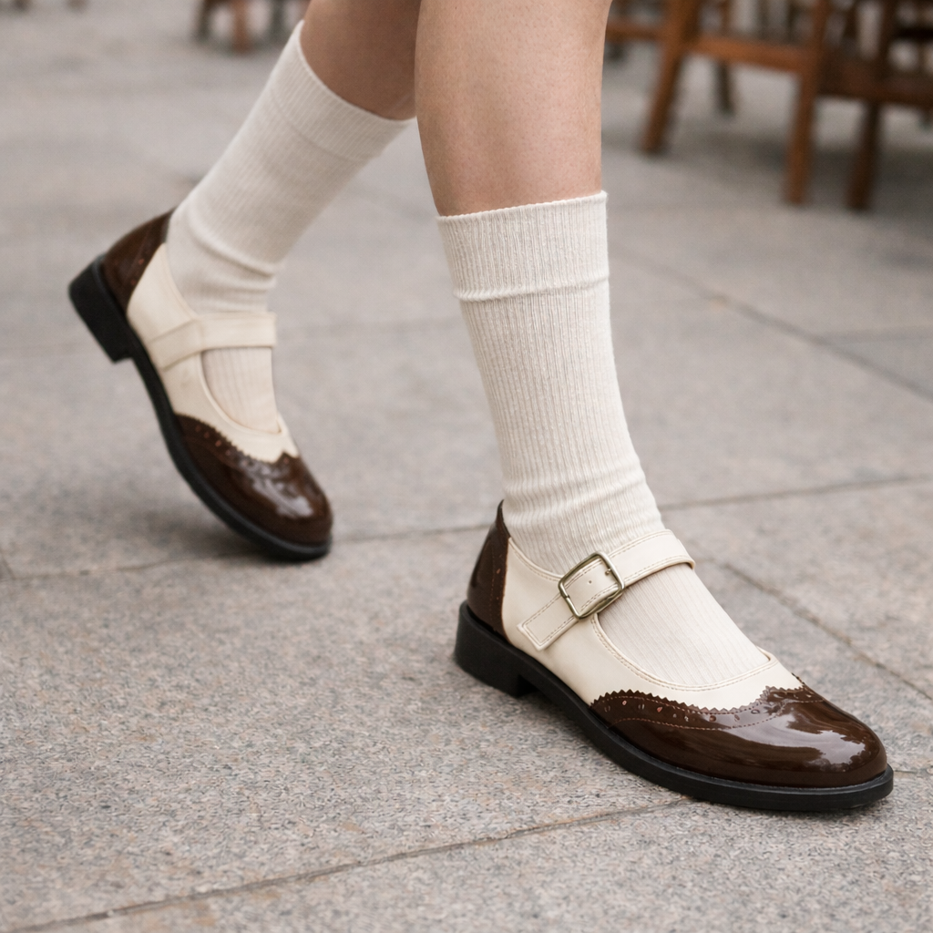 Naisten Mary Jane -kengät | Kaksivärinen | Säädettävä nauha, Vintage Brogue