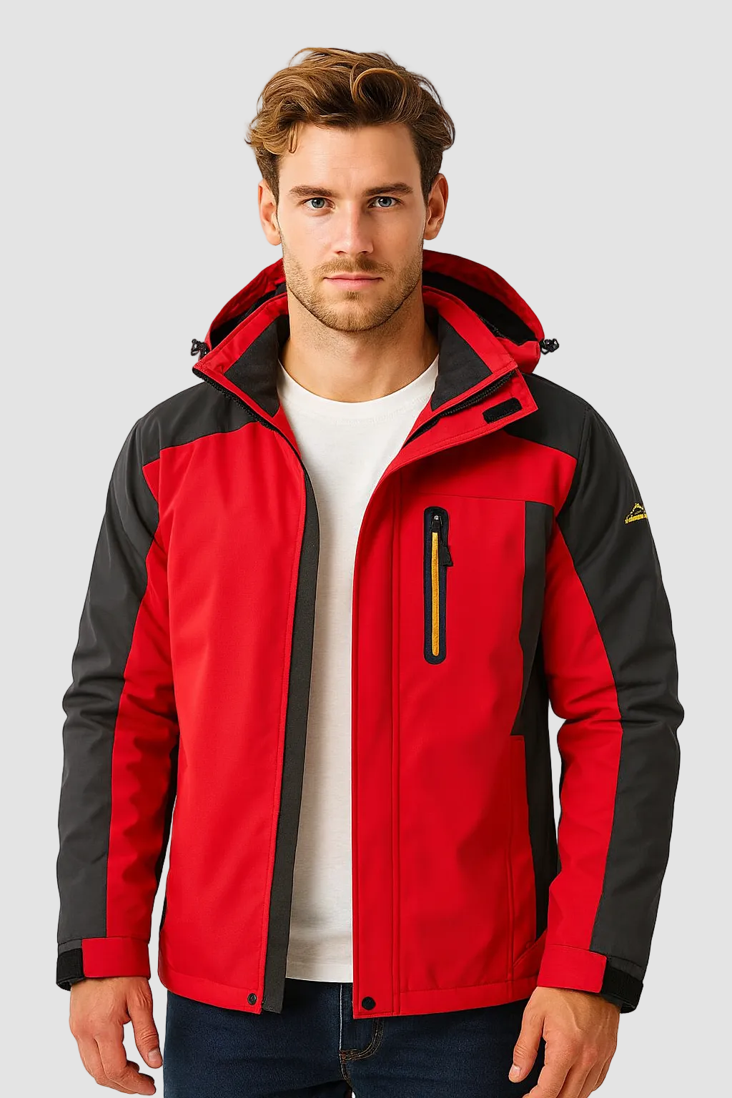 Miesten fleece vuorattu talvitakki hupulla vedenpitävä