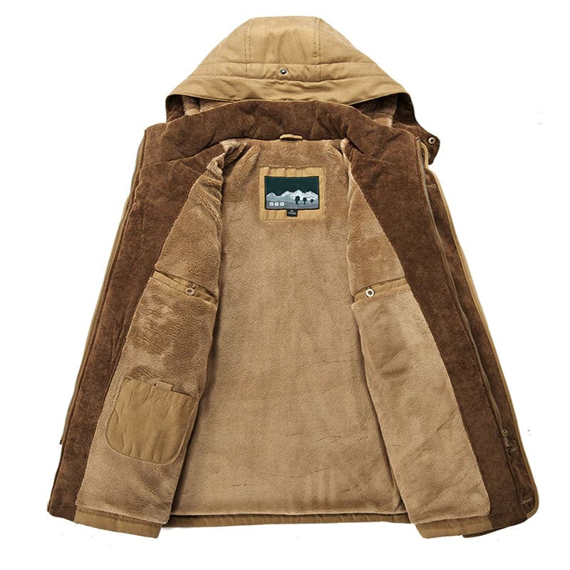 Miesten talviparka fleece vuorattu hupullinen takki