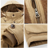 Miesten talviparka fleece vuorattu hupullinen takki
